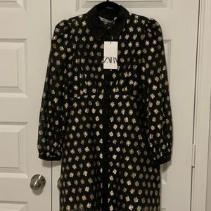 Zara Black and Gold Dress, Size Sm